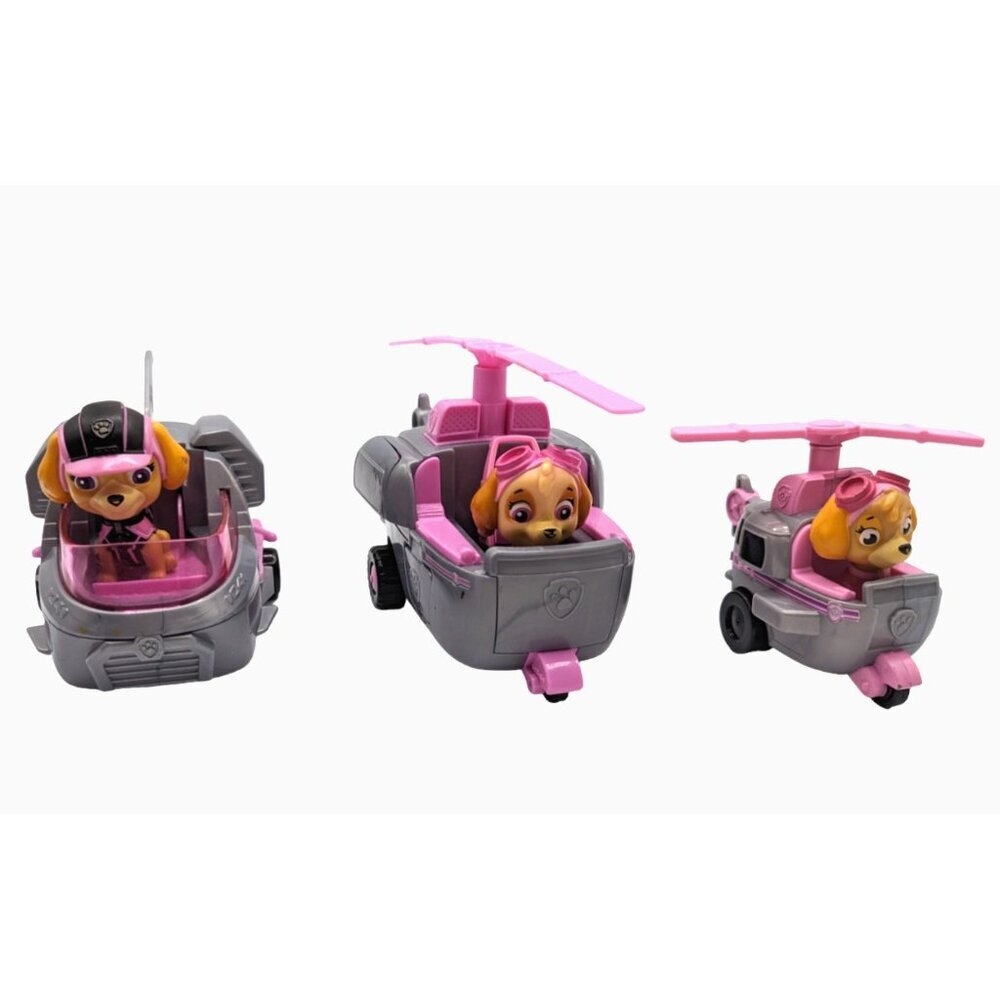 Lot of 3 Spin Master Paw Patrol Skye with Helicopters & Rescue Jet Air Vehicles